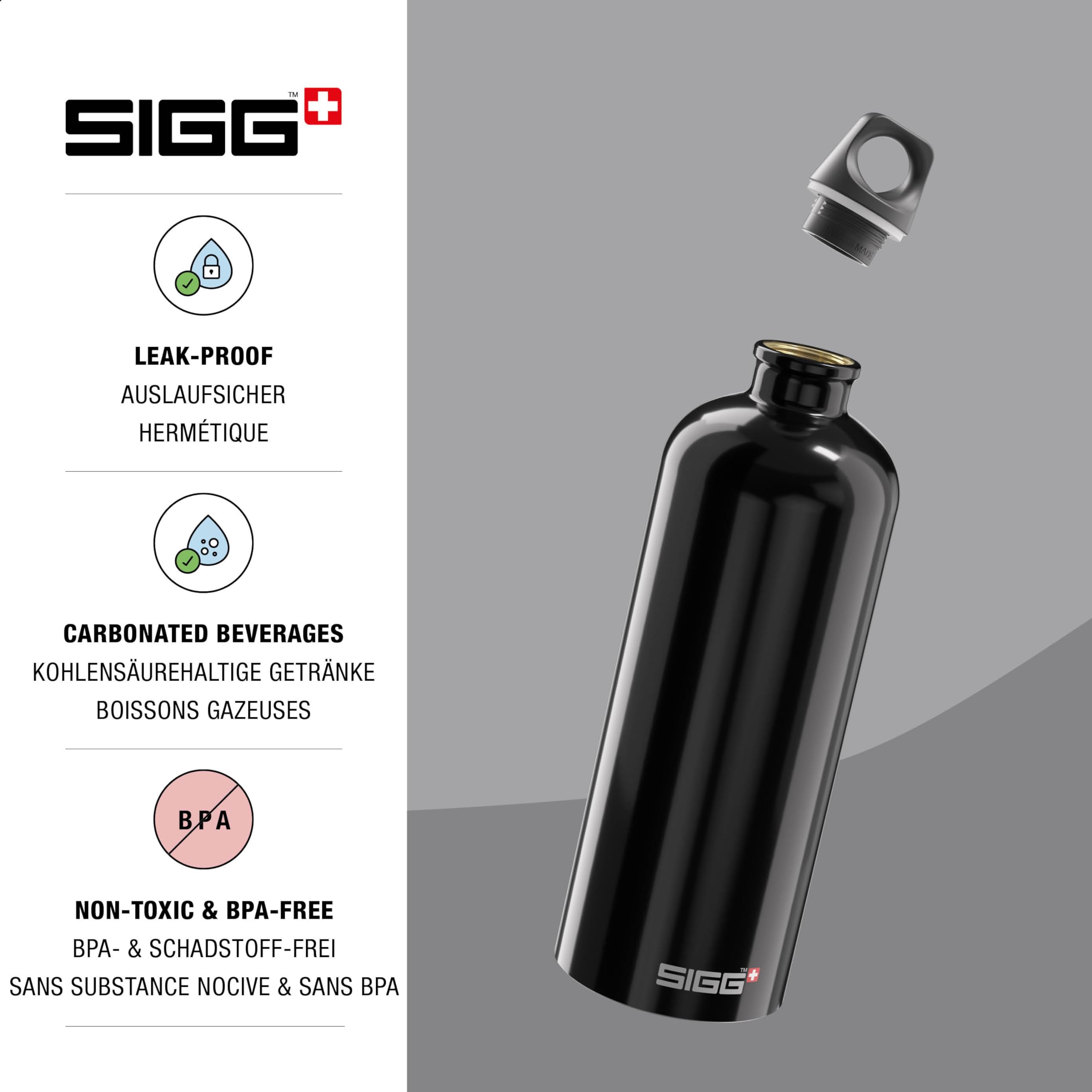 Sigg - Aluminum Water Bottle - Traveller Black - Climate Neutral Certified - Suitable For Carbonated Beverages - Leakproof & Lig